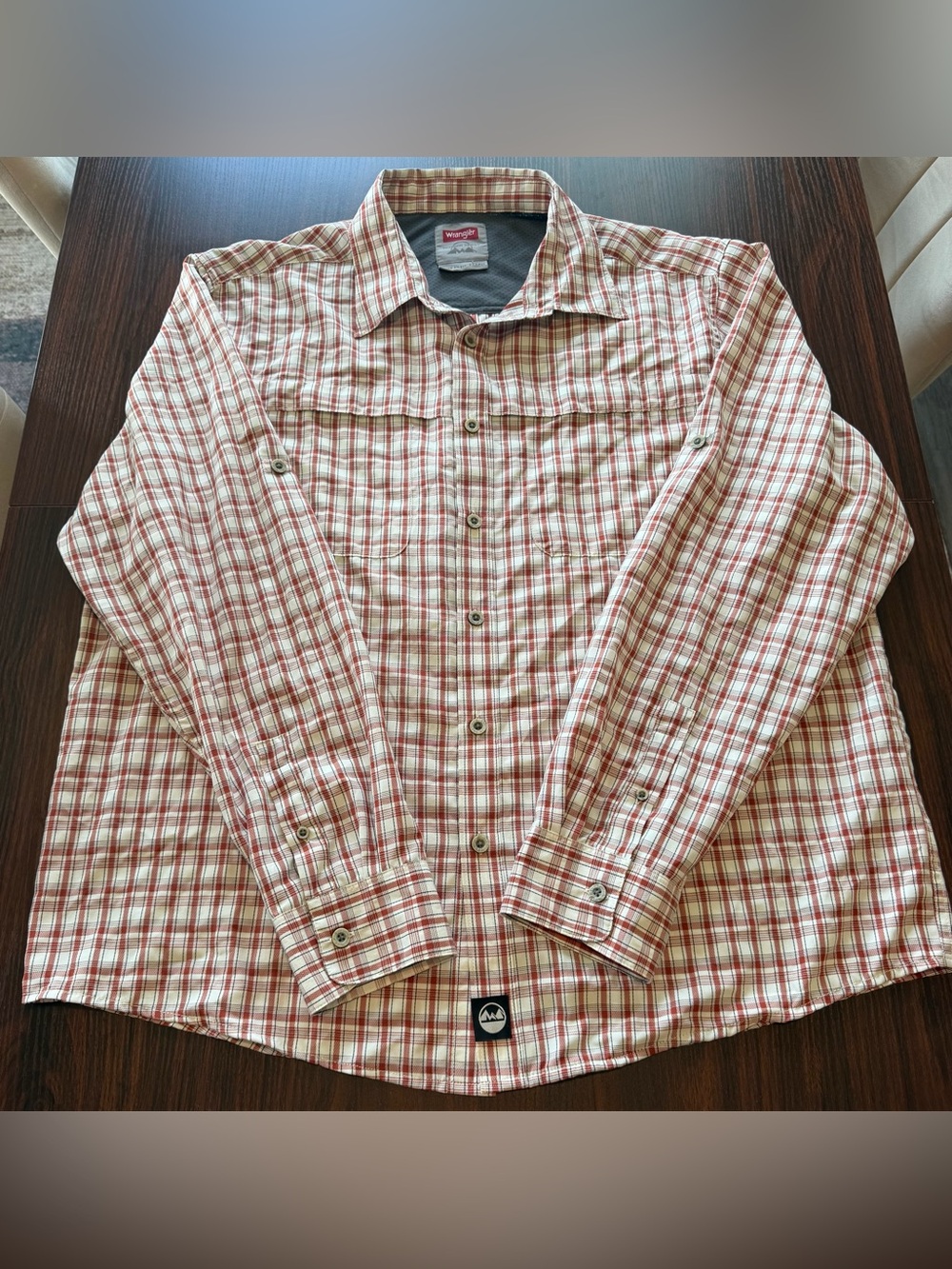 Wrangler Mens Outdoor Series Plaid Convertible Long Sleeve Hiking Shirt Red XL
